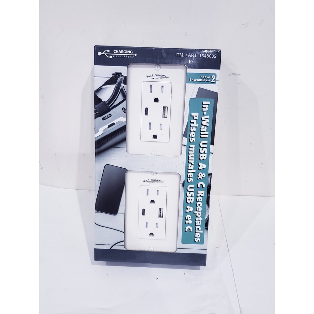 Charging Essentials USB A & C Tamper Resistant Receptacle, 2-pack